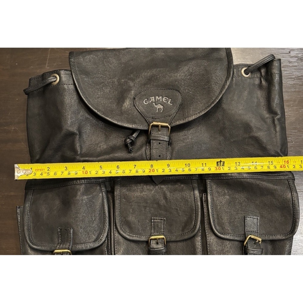 Vintage Camel Cigarettes Black Leather Drawstring Multi Pocket Collectors Bag - Picture 11 of 12